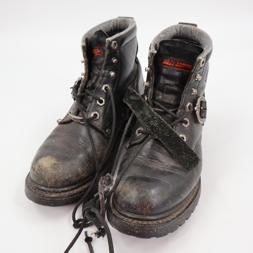 Harley-Davidson Motorcycle Boots Womens 7.5 Black Leather Biker Buckle 81024